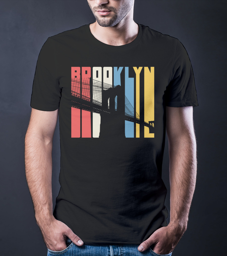 Brooklyn Bridge New York City Red Blue Yellow T-Shirt