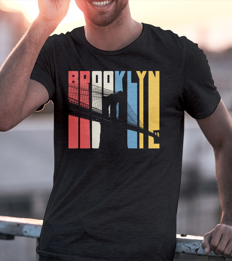 Brooklyn Bridge New York City Red Blue Yellow T-Shirt