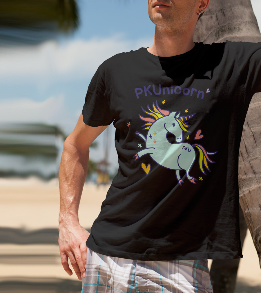 PKUnicorn PKU Awareness Cute Unicorn With Hearts And Stars T-Shirt