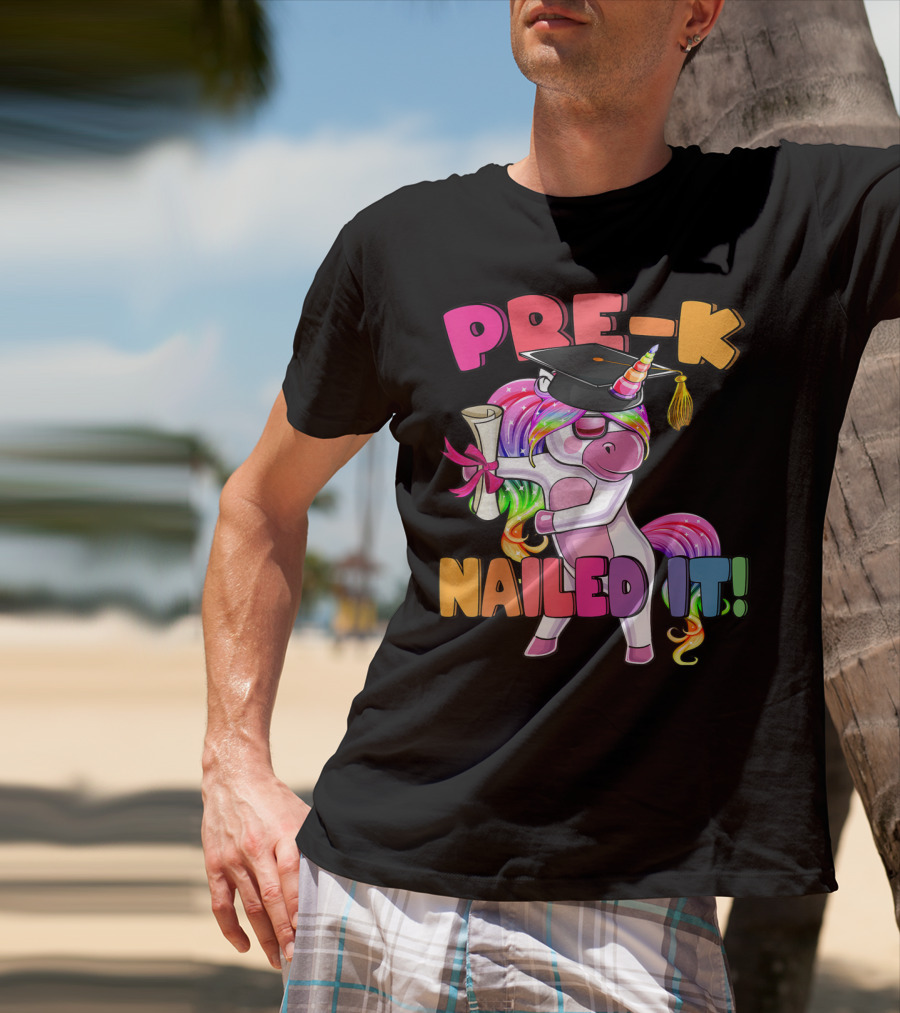 Pre-K Nailed It Flossing Rainbow Unicorn Graduation T-Shirt
