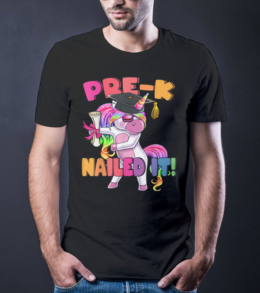 Pre-K Nailed It Flossing Rainbow Unicorn Graduation T-Shirt