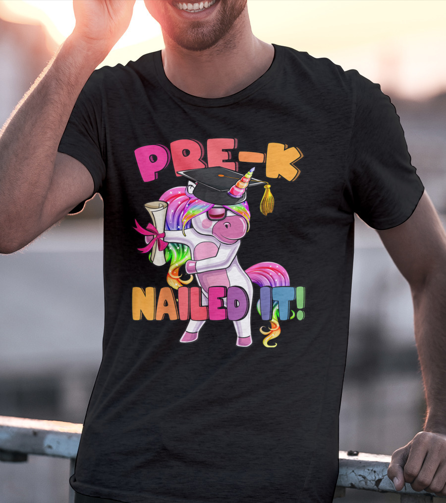 Pre-K Nailed It Flossing Rainbow Unicorn Graduation T-Shirt