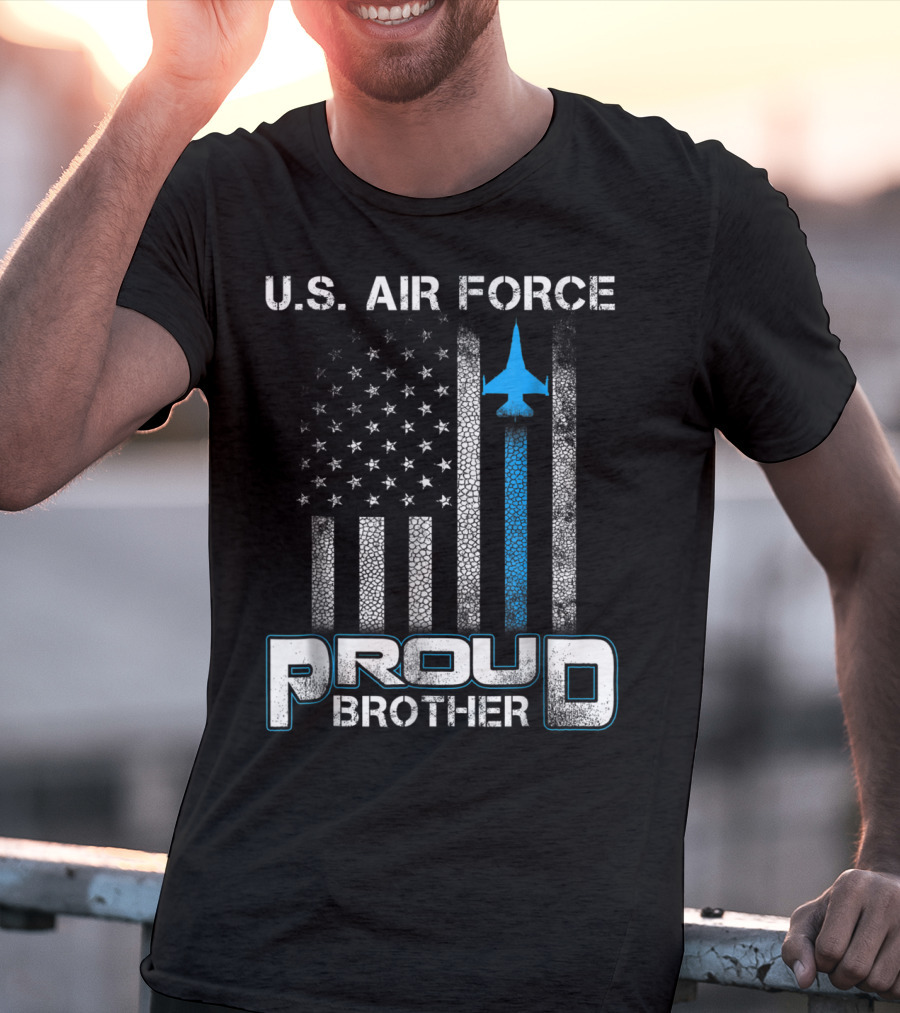 U.S. Air Force Proud Brother American Flag Blue Jet T-Shirt
