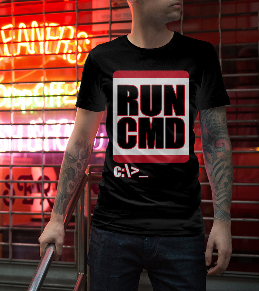 RUN CMD C:\> Funny Computer Science Nerd Coder T-Shirt