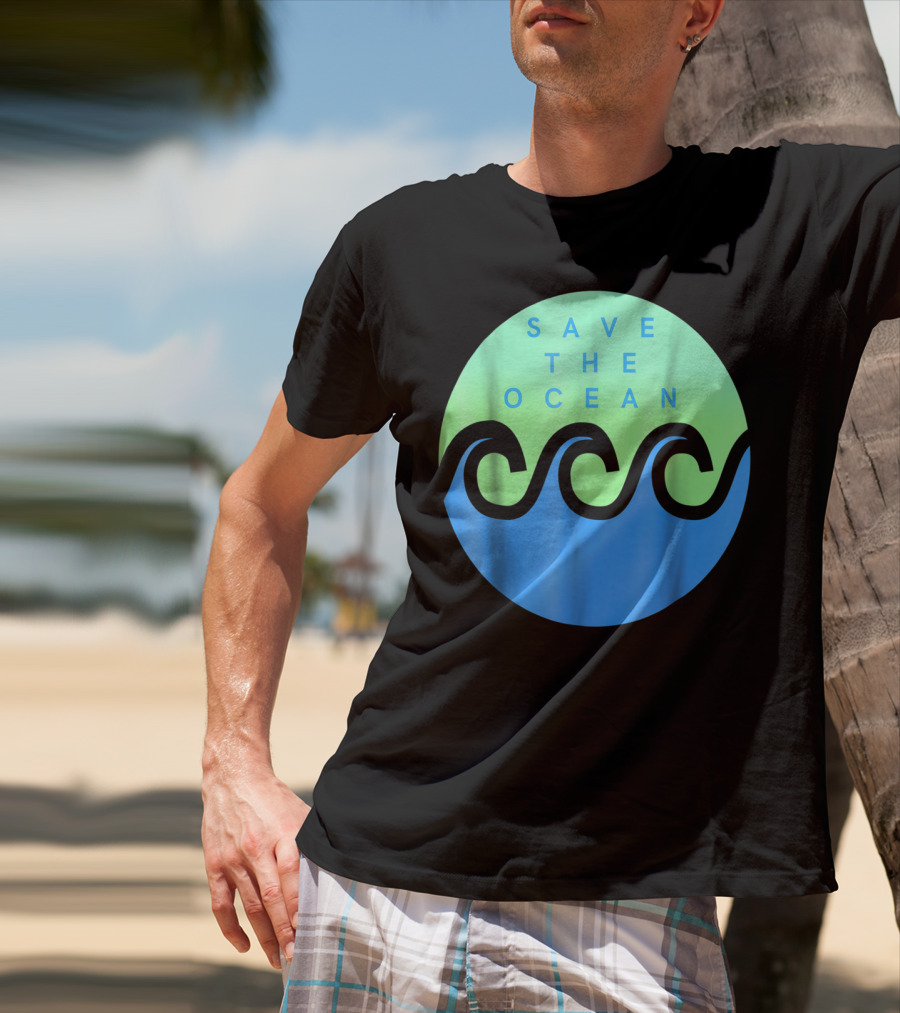 Save The Ocean Stop The Pollution Of Our Seas Waves Circle T-Shirt