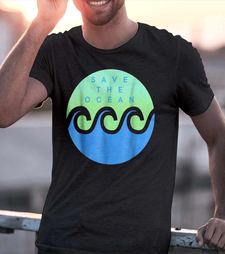 Save The Ocean Stop The Pollution Of Our Seas Waves Circle T-Shirt