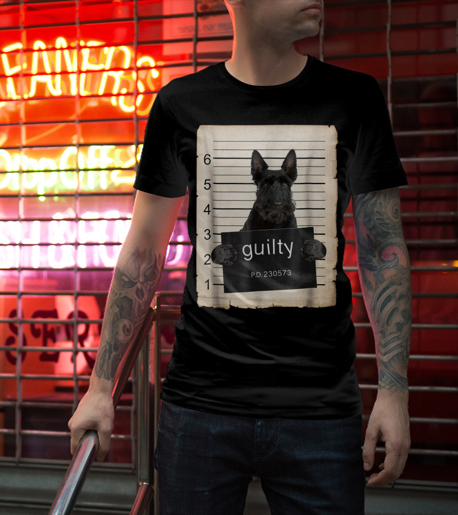 Scottish Terrier Mugshot Guilty Dog P.D. 230573 T-Shirt