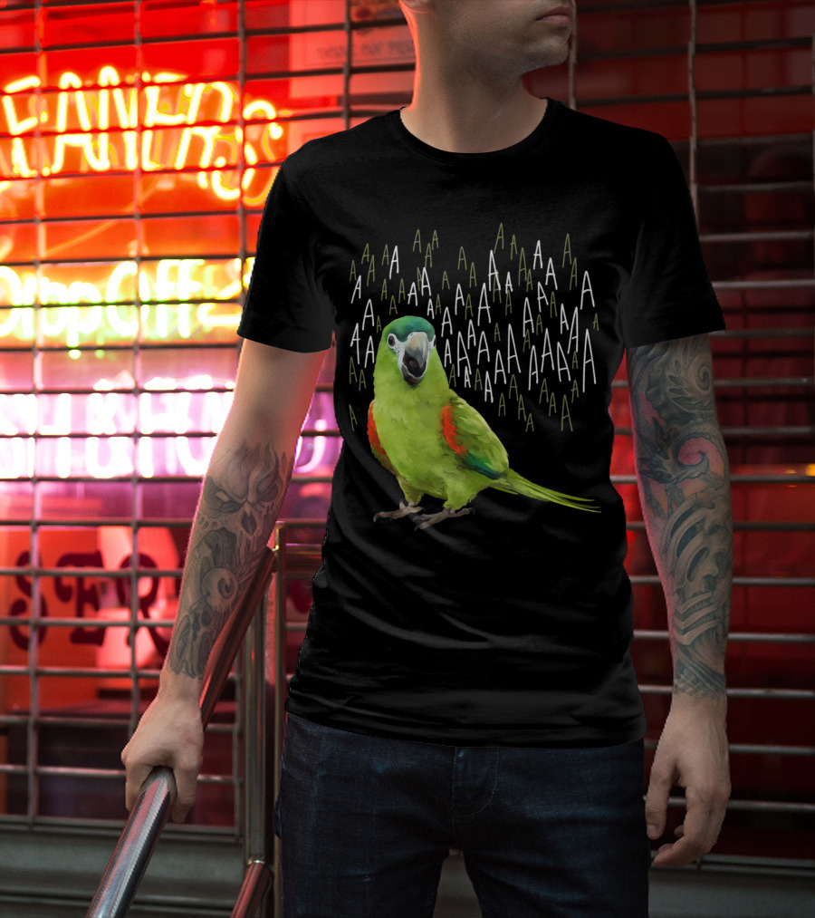 Screaming Hahn's Macaw AAAA Repeated Green And Red Parrot T-Shirt