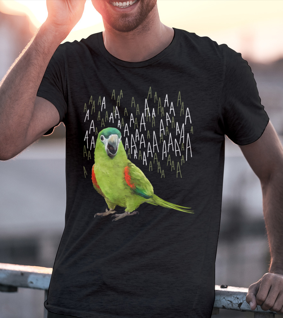 Screaming Hahn's Macaw AAAA Repeated Green And Red Parrot T-Shirt