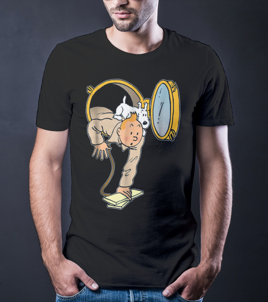 Tintin And Snowy Emerging From Submarine Porthole T-Shirt