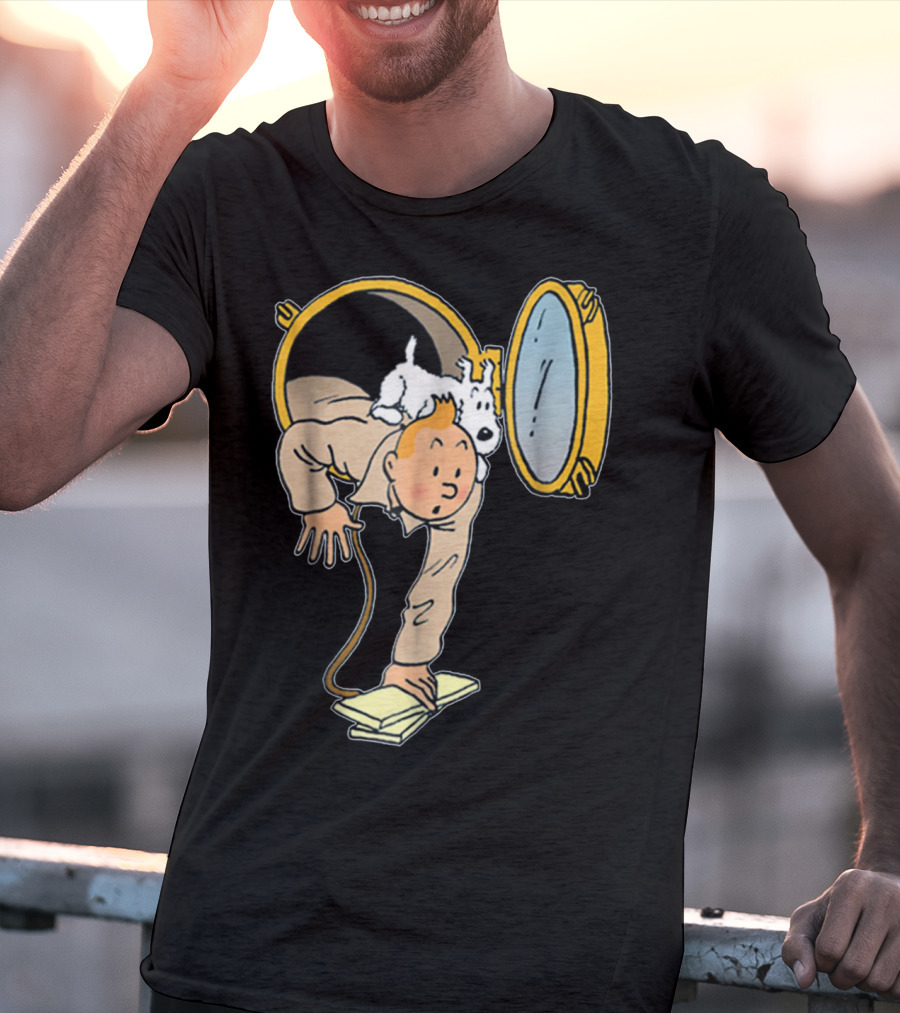 Tintin And Snowy Emerging From Submarine Porthole T-Shirt