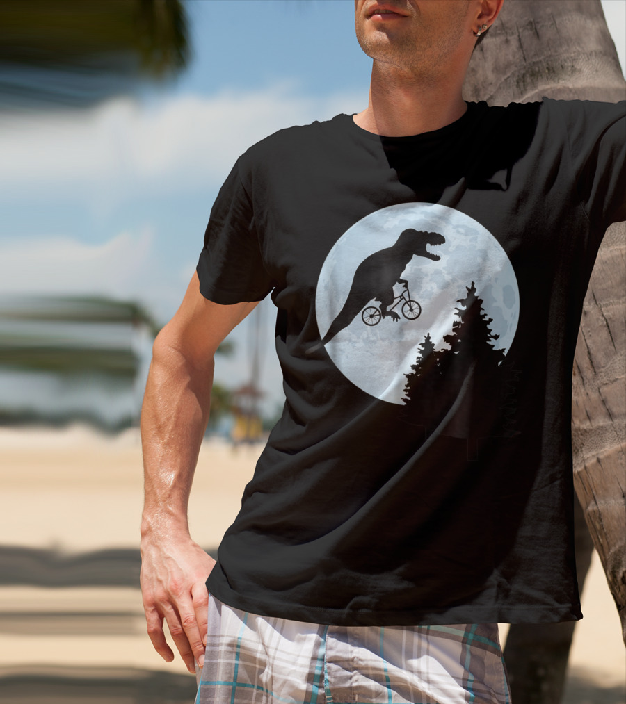T Rex Bicycle Moon Ride For Funny Rex Lovers T-Shirt