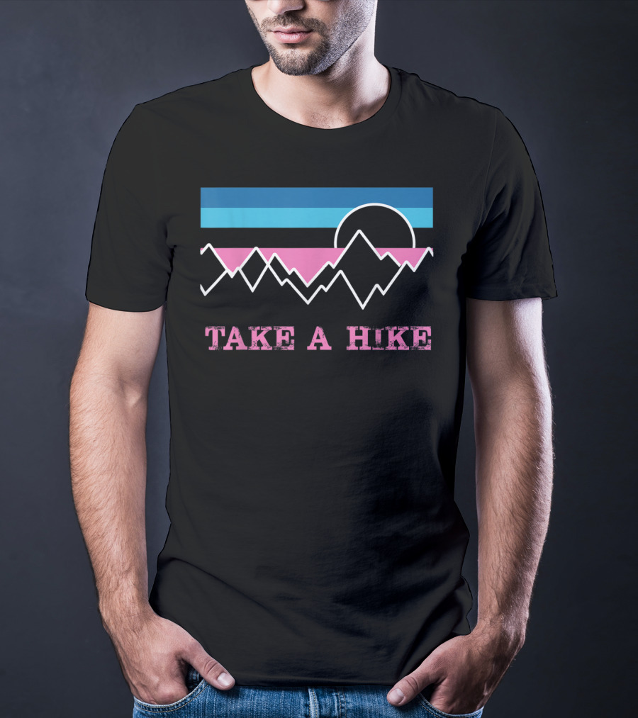 Take A Hike Retro Sunset Mountain Wilderness Outdoor Adventure T-Shirt