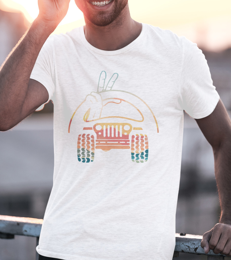 Jeep Wave Peace Sign Retro Vintage Look T-Shirt