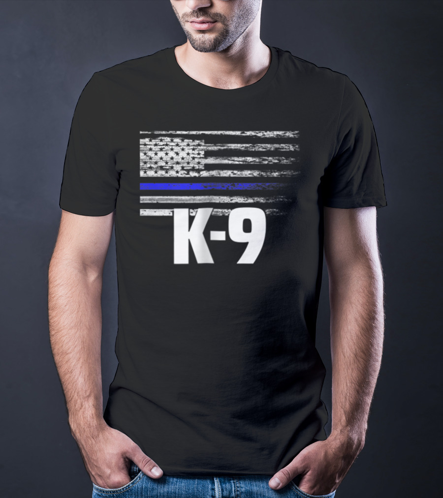 K-9 Police USA Flag Law Enforcement Officer LEO Cops T-Shirt