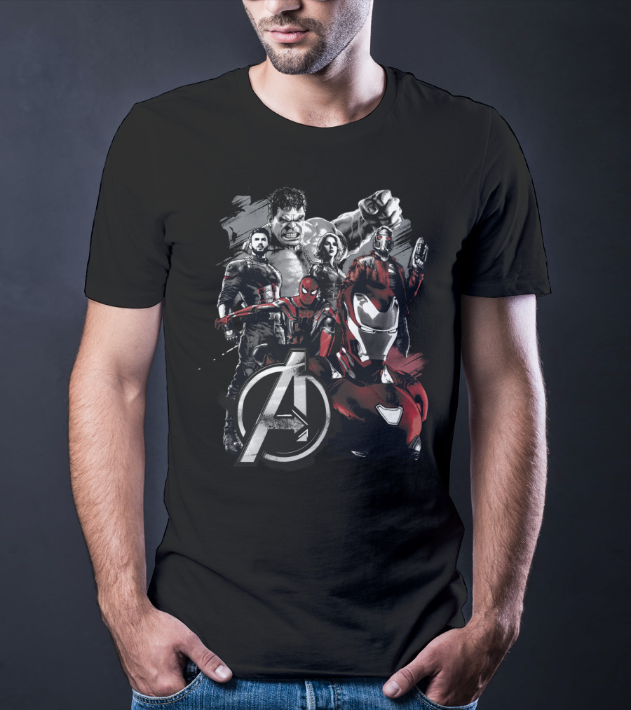 Marvel Avengers Infinity War Grunge Iron Man Spider-Man Captain America Hulk Black Widow Star-Lord T-Shirt
