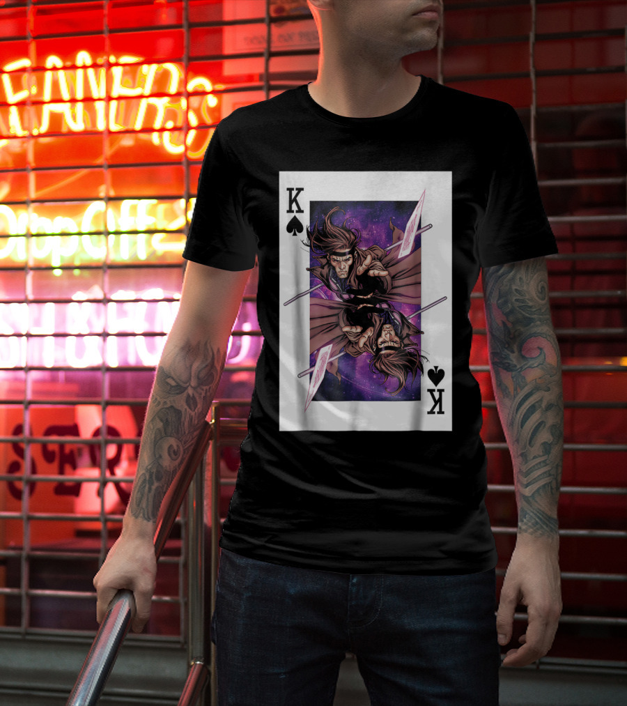 Marvel X Men Gambit King Of Spades Playing Card Character T-Shirt