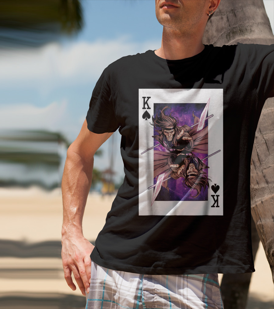 Marvel X Men Gambit King Of Spades Playing Card Character T-Shirt