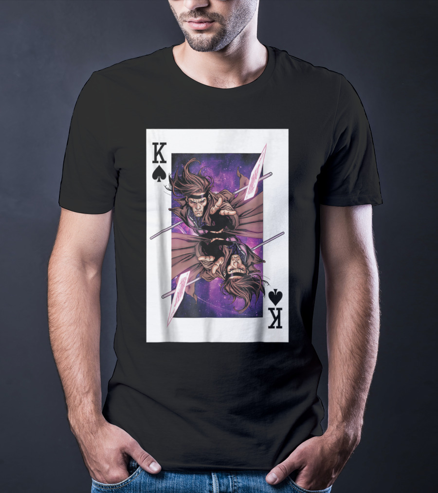 Marvel X Men Gambit King Of Spades Playing Card Character T-Shirt