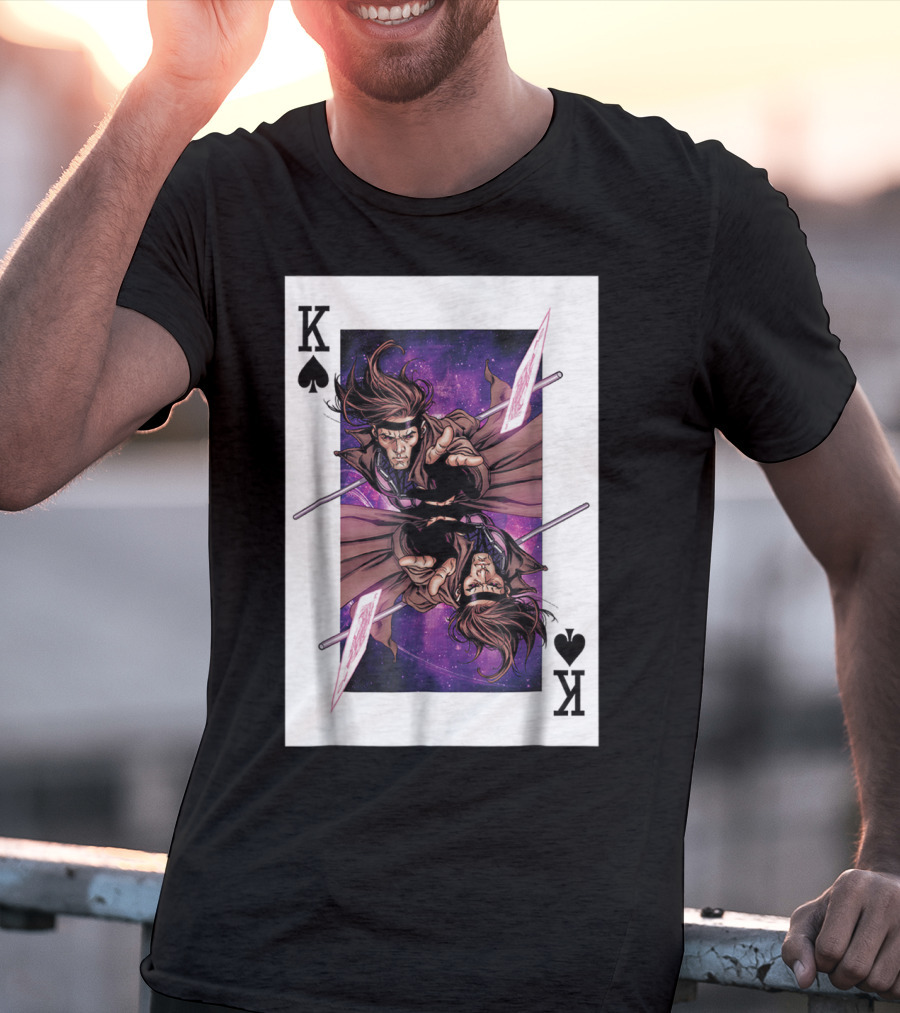 Marvel X Men Gambit King Of Spades Playing Card Character T-Shirt