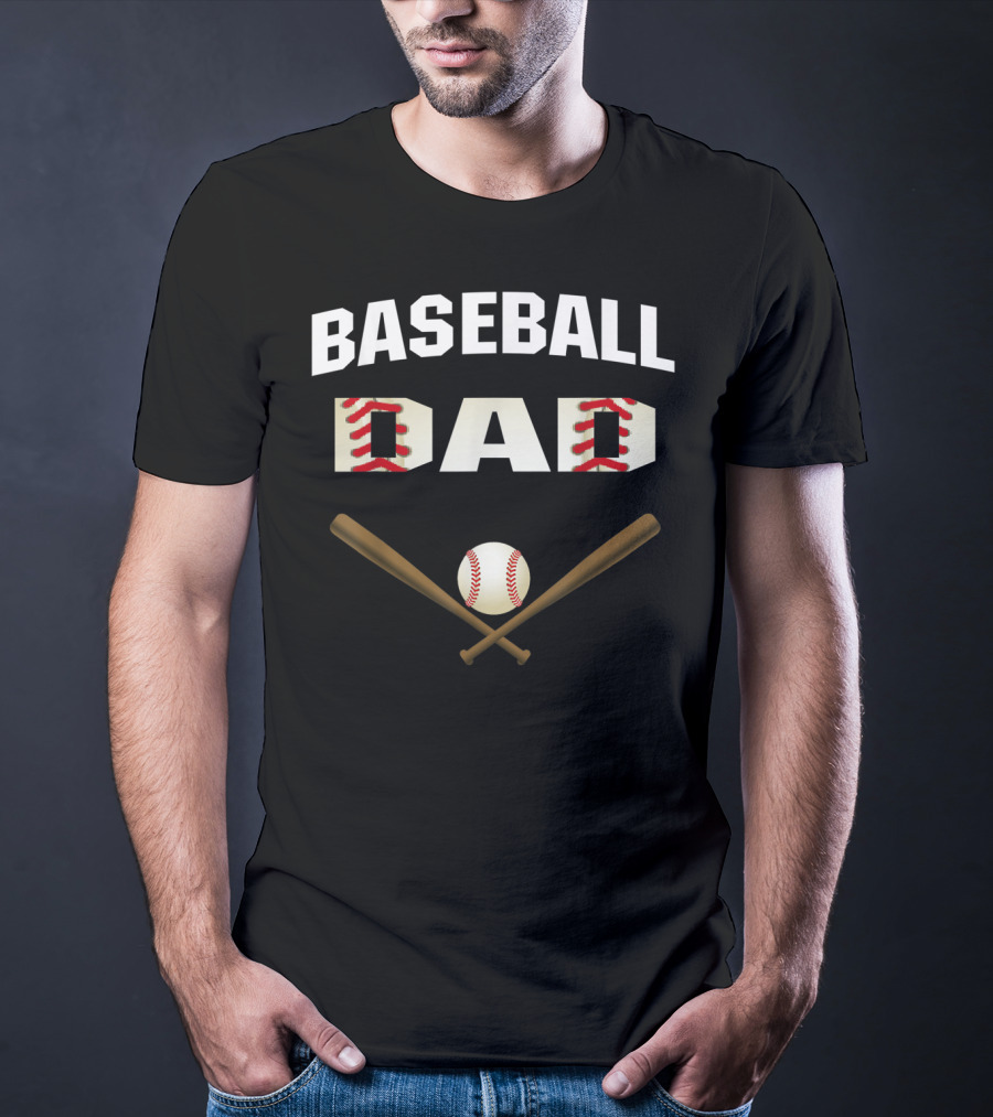Baseball Dad Best With Crossed Bats And Ball T-Shirt