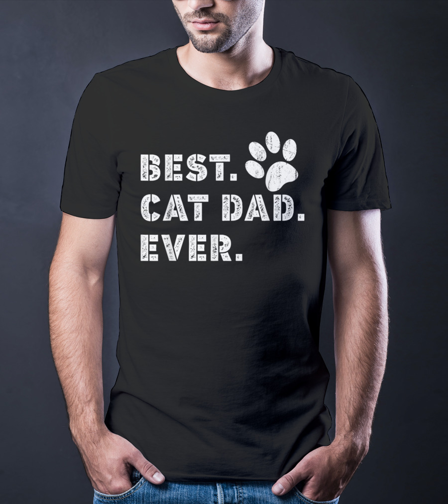Best Cat Dad Ever Father's Day Mens Paw Prints T-Shirt