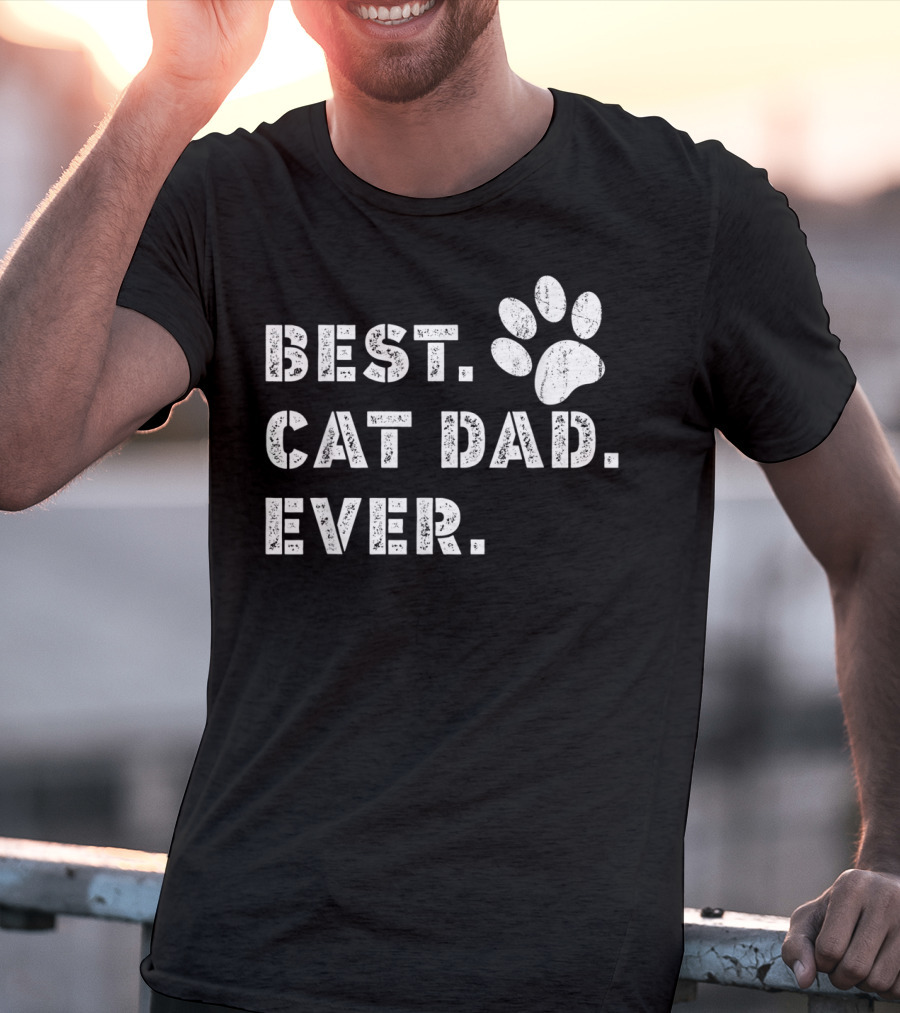Best Cat Dad Ever Father's Day Mens Paw Prints T-Shirt