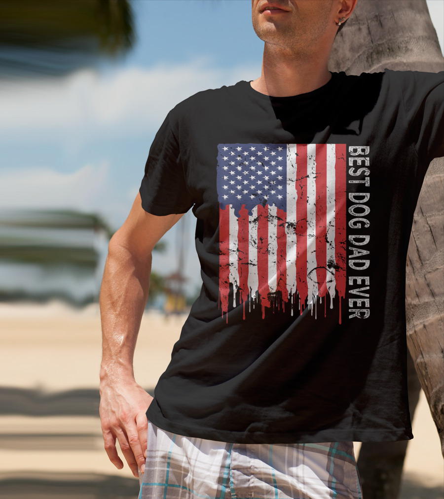 Best Dog Dad Ever American Flag Mens T-Shirt