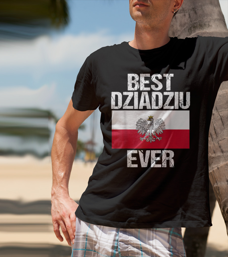 Best Dziadziu Ever Polish Flag With Eagle Emblem T-Shirt