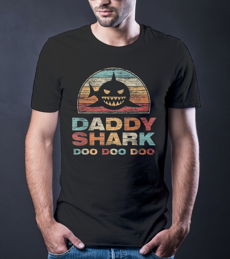Daddy Shark Doo Doo Doo Retro T-Shirt