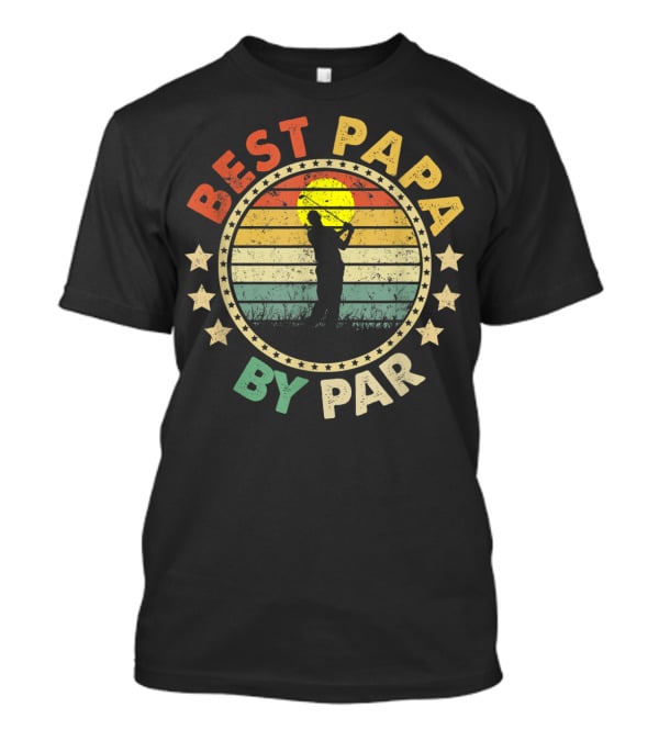 Best Papa By Par Retro Golf Sunset Father's Day Men's T-Shirt