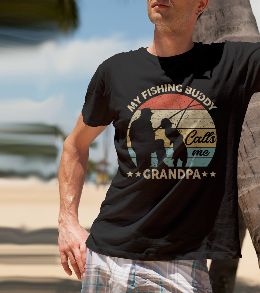 My Fishing Buddy Calls Me Grandpa Retro T-Shirt