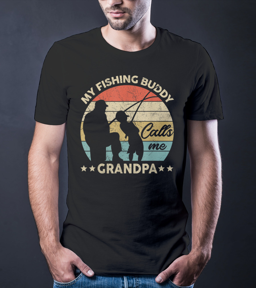 My Fishing Buddy Calls Me Grandpa Retro T-Shirt