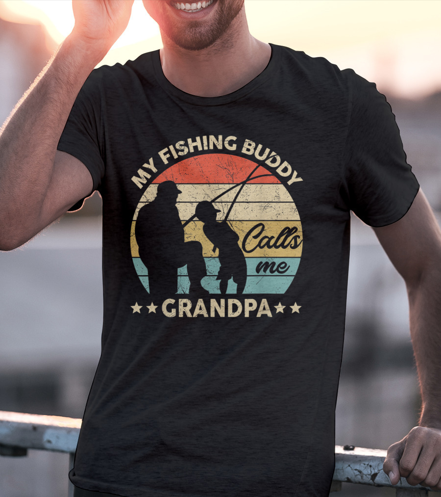 My Fishing Buddy Calls Me Grandpa Retro T-Shirt