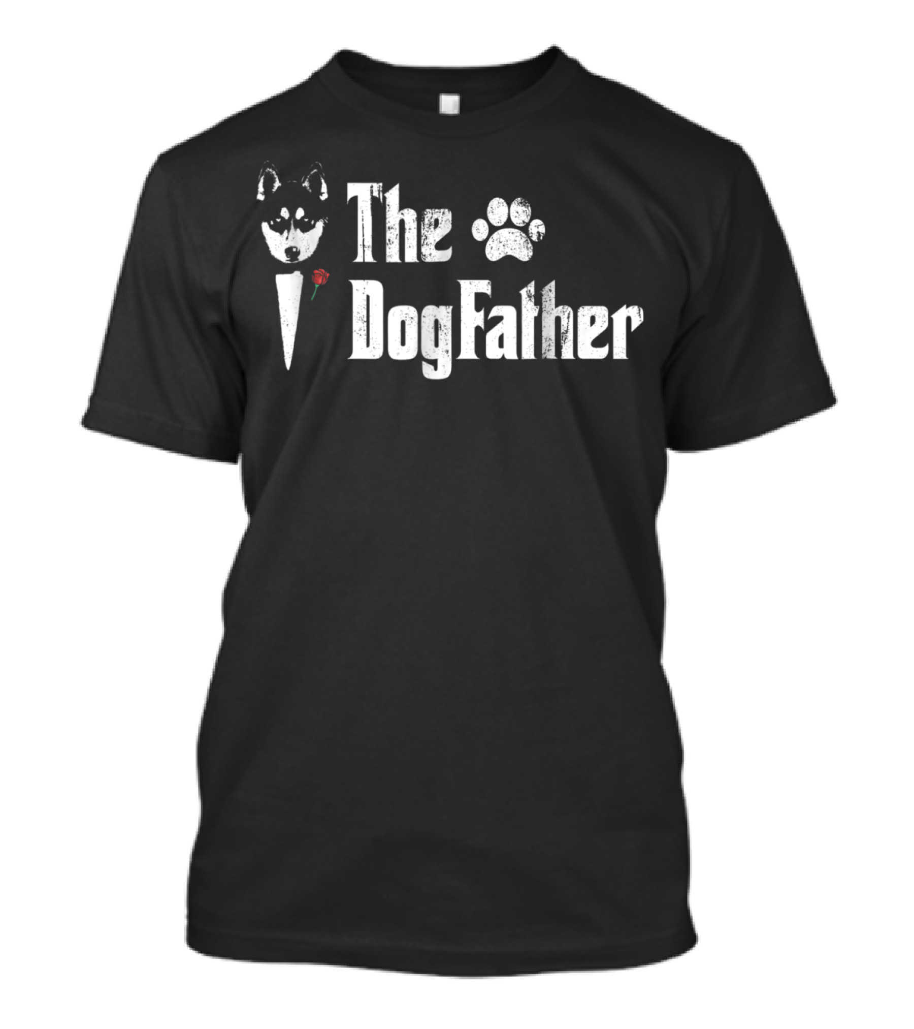 Mens Siberian Husky The Dogfather Dog Dad Paw Rose Tuxedo T-Shirt