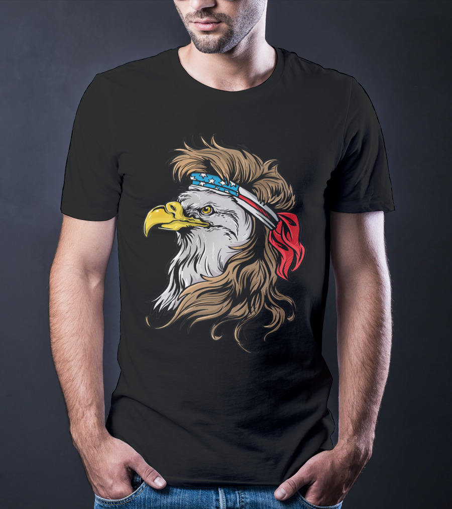 Mullet Eagle USA Bandana Freedom Bird T-Shirt