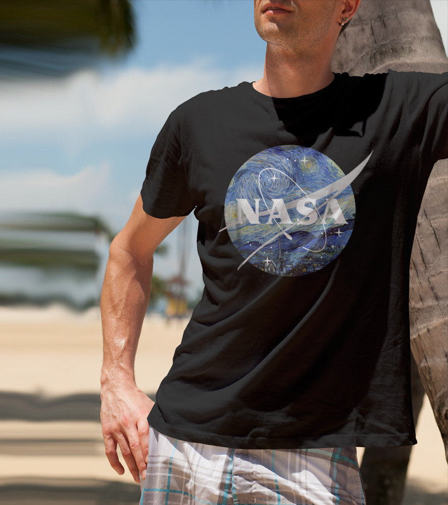NASA Starry Night Van Gogh Circle Emblem T-Shirt