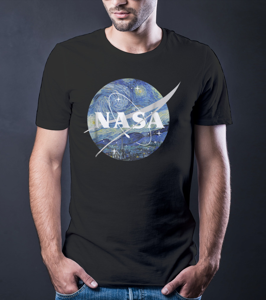 NASA Starry Night Van Gogh Circle Emblem T-Shirt