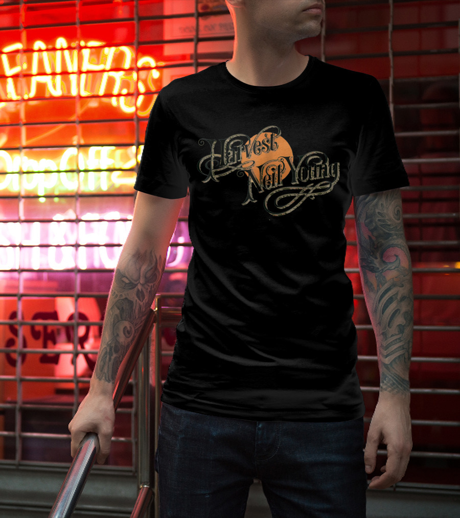 Neil Young Harvest Vintage Style Orange Moon T-Shirt