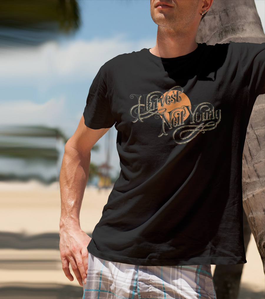 Neil Young Harvest Vintage Style Orange Moon T-Shirt