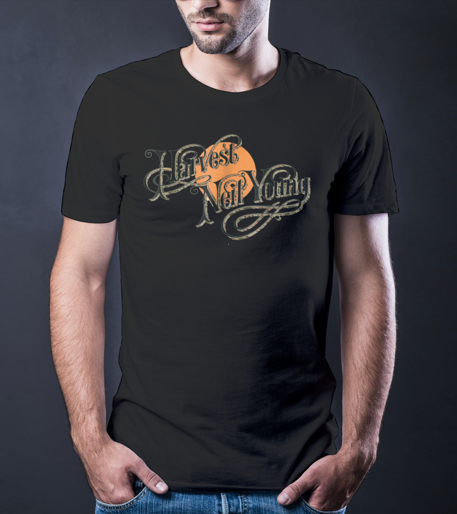 Neil Young Harvest Vintage Style Orange Moon T-Shirt