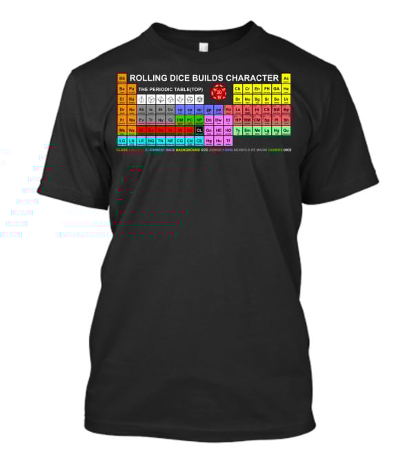 ROLLING DICE BUILDS CHARACTER RPG PERIODIC TABLE GAMERS DICE T-Shirt