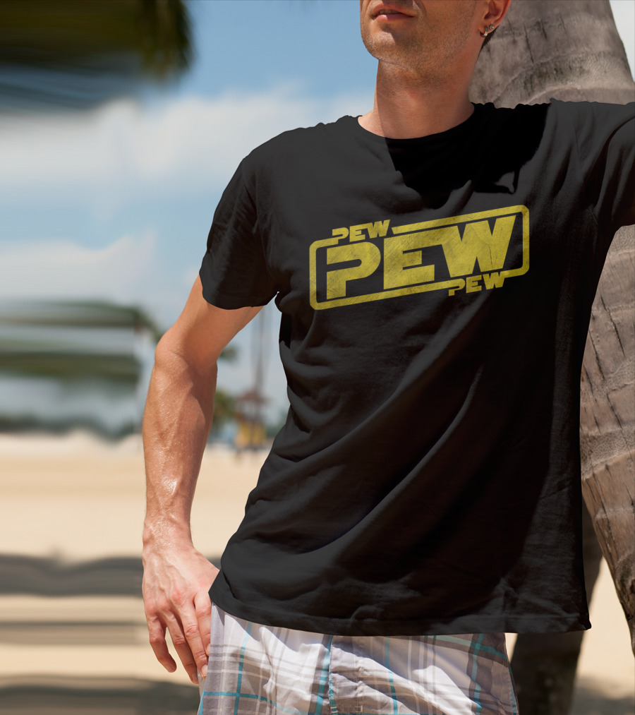 Pew Pew Pew Blockbuster Movie Quote Men Retro T-Shirt