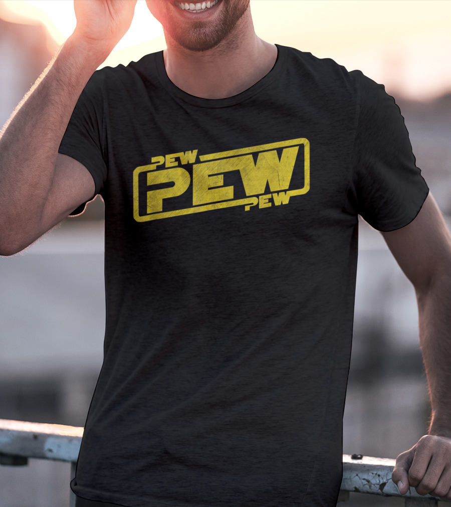 Pew Pew Pew Blockbuster Movie Quote Men Retro T-Shirt