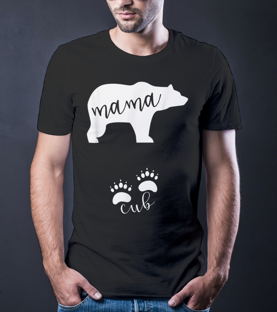 Mama Bear Pregnancy Announcement With Cub Paws T-Shirt