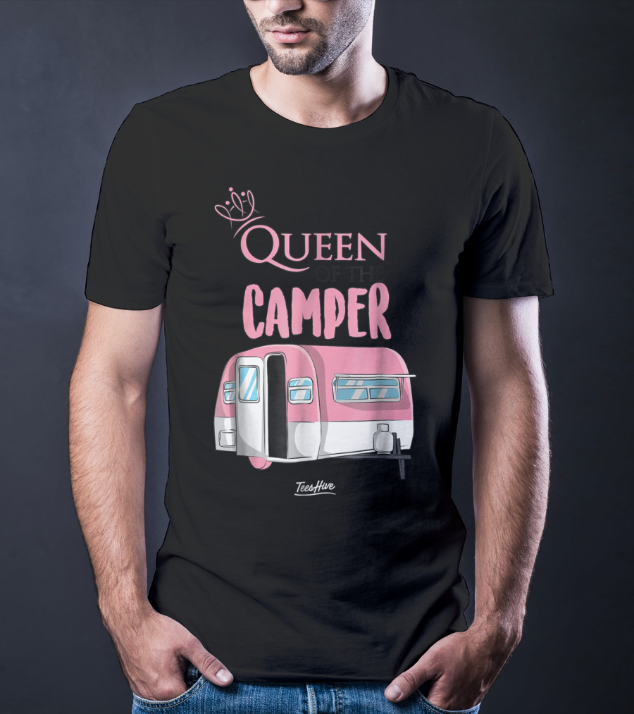 Queen Of The Camper TeesHive Pink Trailer T-Shirt