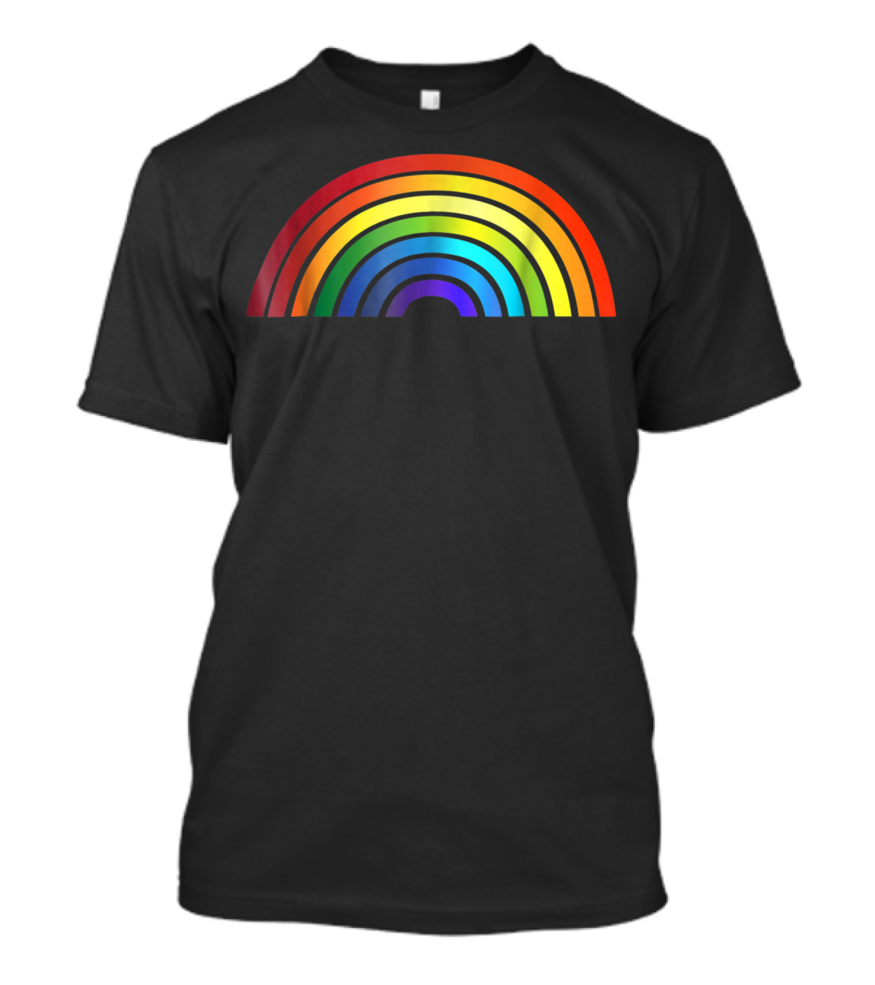 Rainbow Glossy Style Basic Simple Stripe T-Shirt