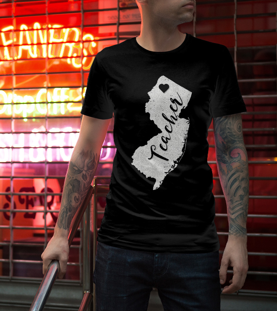 Teacher Heart New Jersey Red For Ed Protest T-Shirt