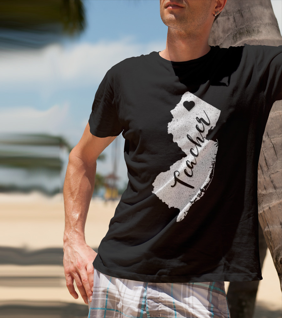 Teacher Heart New Jersey Red For Ed Protest T-Shirt