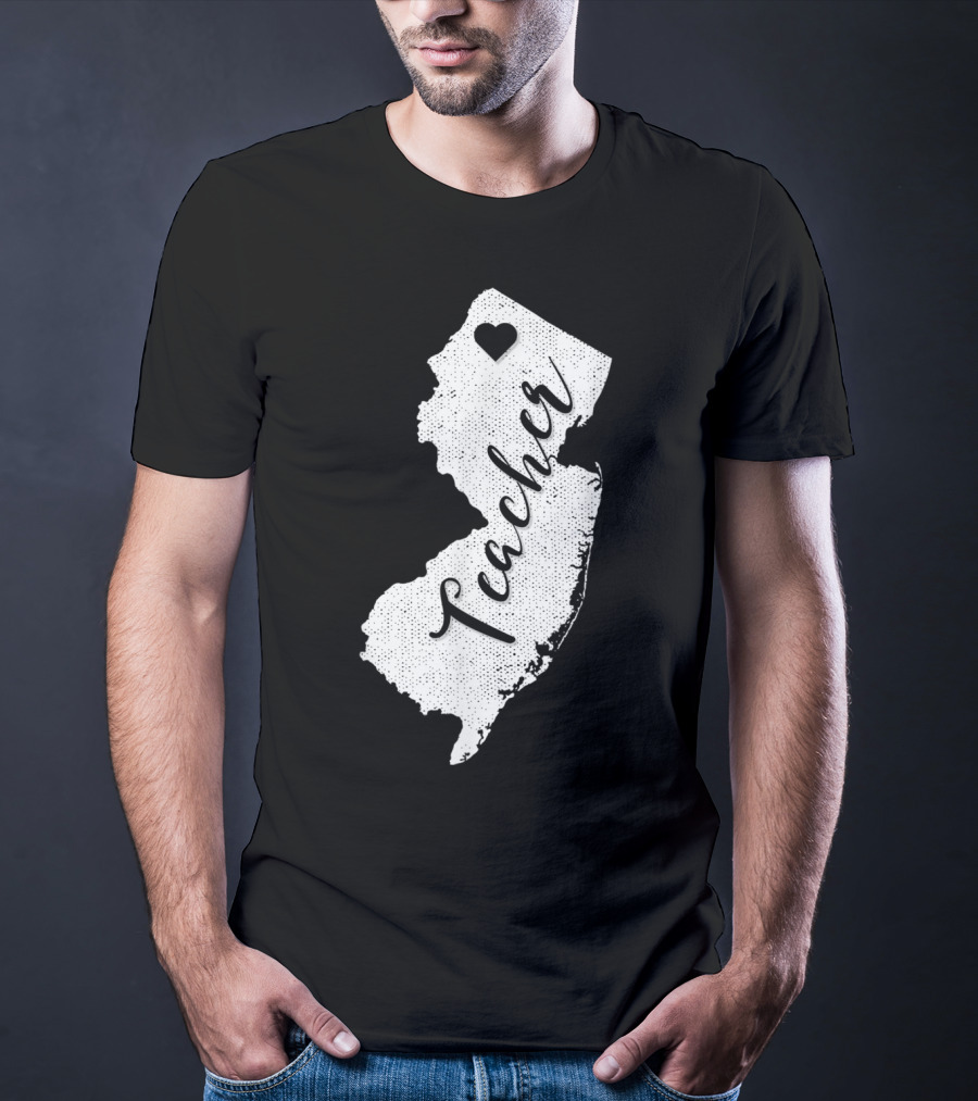 Teacher Heart New Jersey Red For Ed Protest T-Shirt